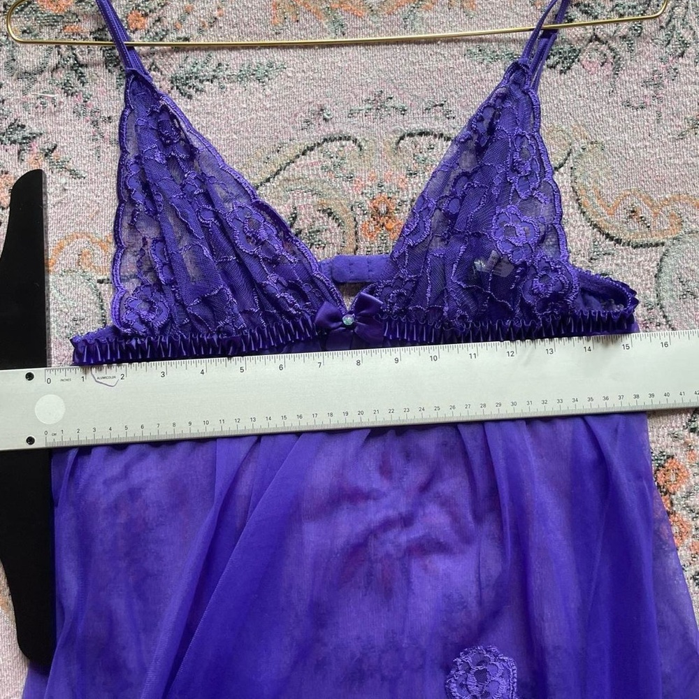 Vintage Frederick’s of Hollywood Purple Lace Babydoll Slip Dress – Y2K Lingerie - Picture 6 of 8